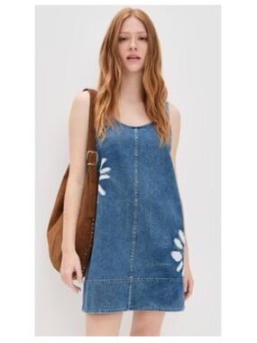 Madewell Denim Scoop Mini Dress Shibori Wash Airy